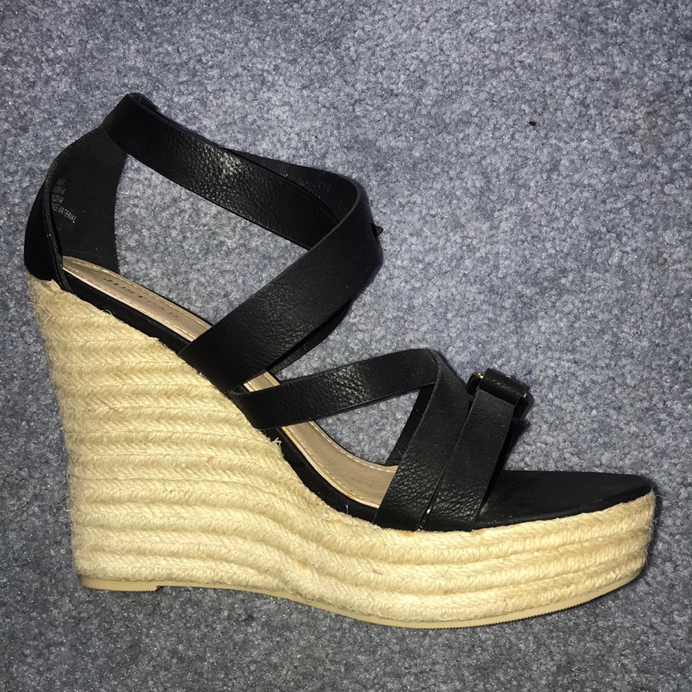 Platform Black Wedges